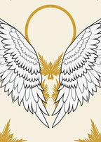Gold Halo White Angelic Wings Rug