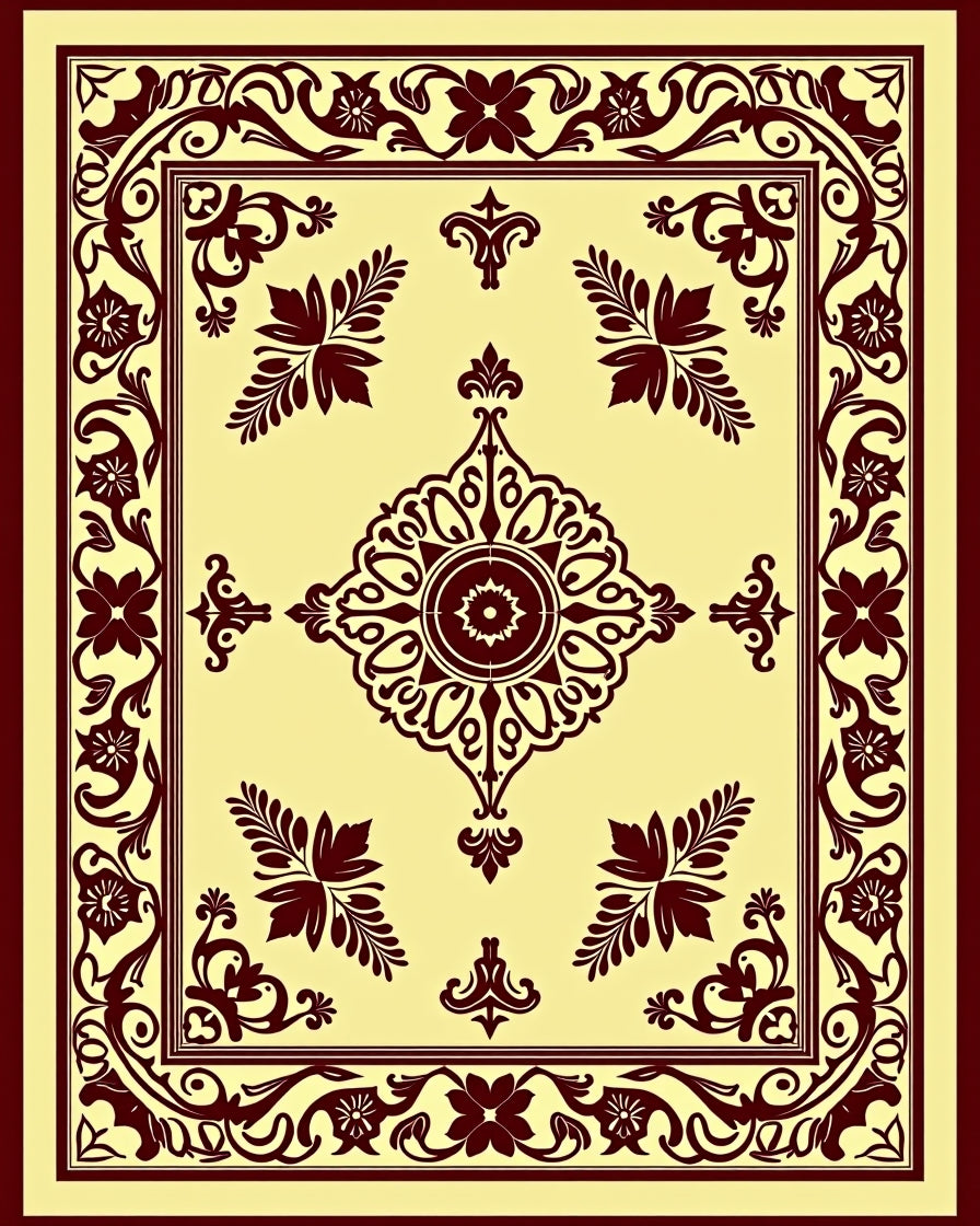 Ornate Floral Medallion Cream Rug