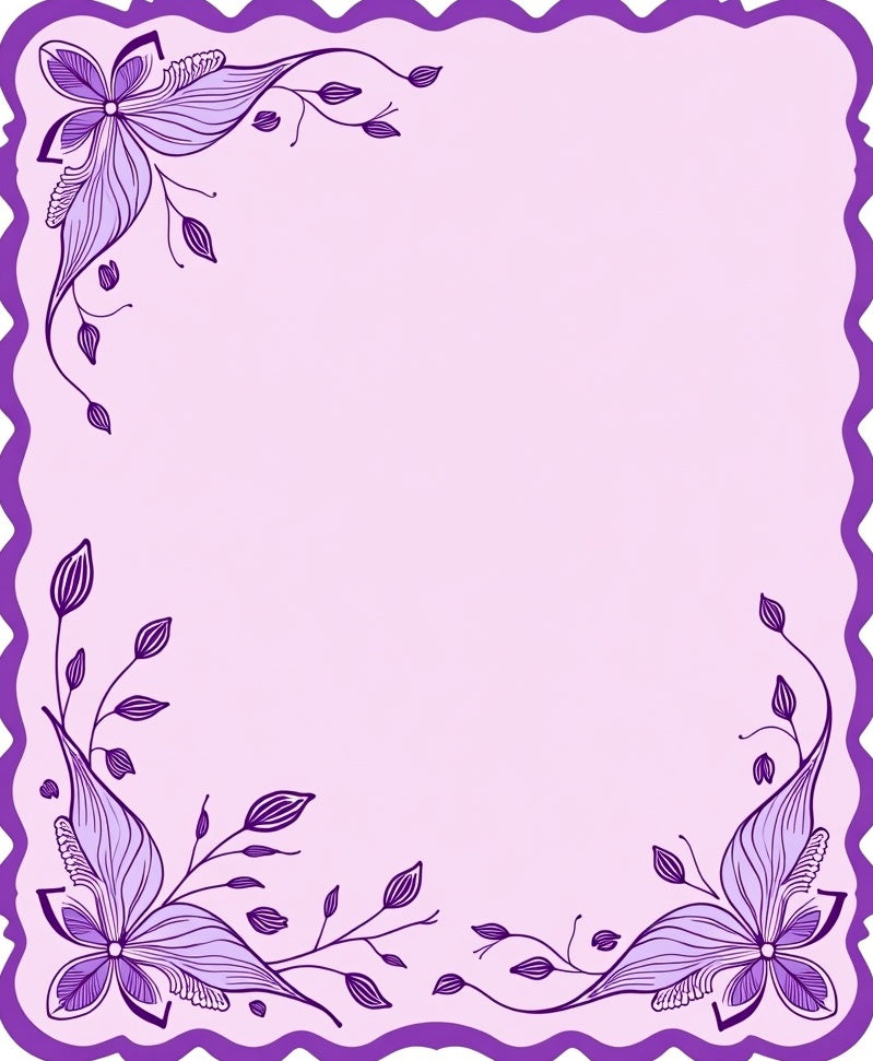 Purple Floral Vine Border Rug