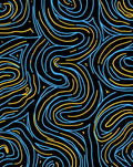 Black Blue Yellow Flowing Lines Rug