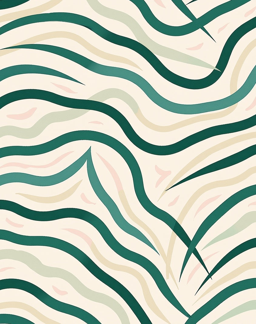 Emerald Green Wavy Abstract Serene Rug