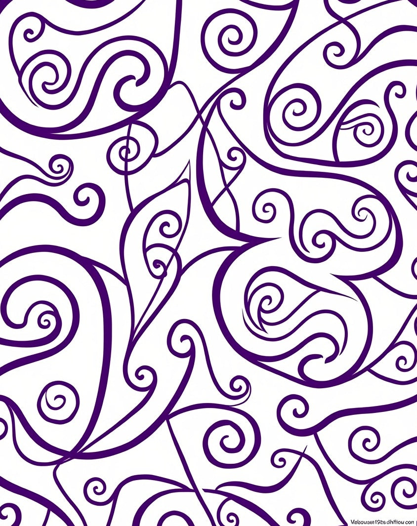 Deep Purple Swirl Calligraphy Abstract Rug