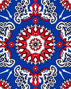 Starburst Red White Blue Medallion Rug