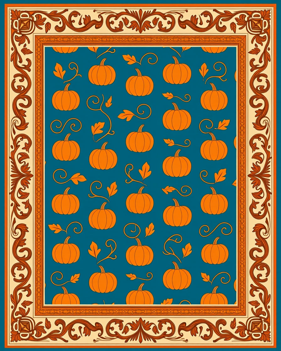 Pumpkin Swirl Border Rug