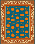 Pumpkin Swirl Border Rug