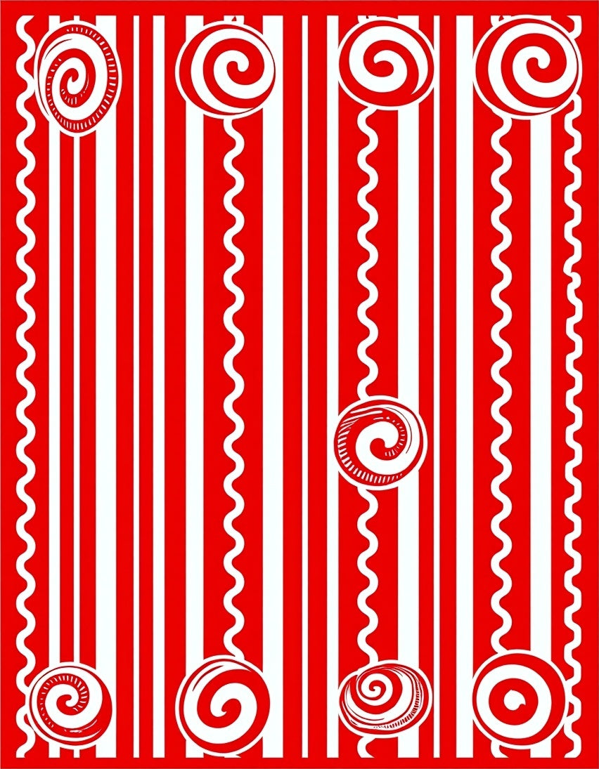 Red White Candy Swirl Stripe Rug
