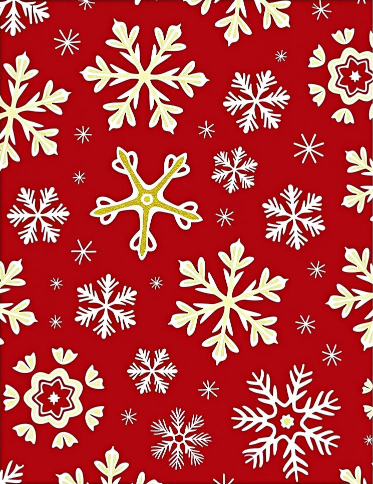 Festive Red Golden Snowflake Arrangement Rug