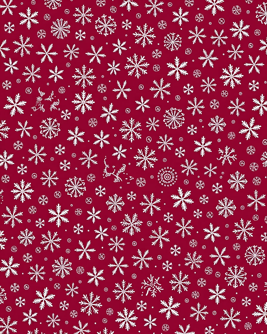 White Snowflake Medley on Deep Red Rug