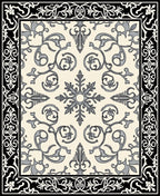 Classic Ivory Black Damask Scroll Rug