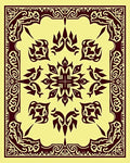 Maroon Cream Intricate Floral Star Rug
