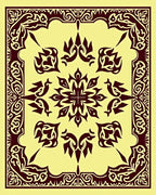 Maroon Cream Intricate Floral Star Rug