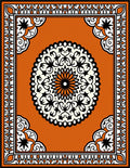 Orange Black White Mandala Border Area Rug