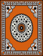 Orange Black White Mandala Border Area Rug