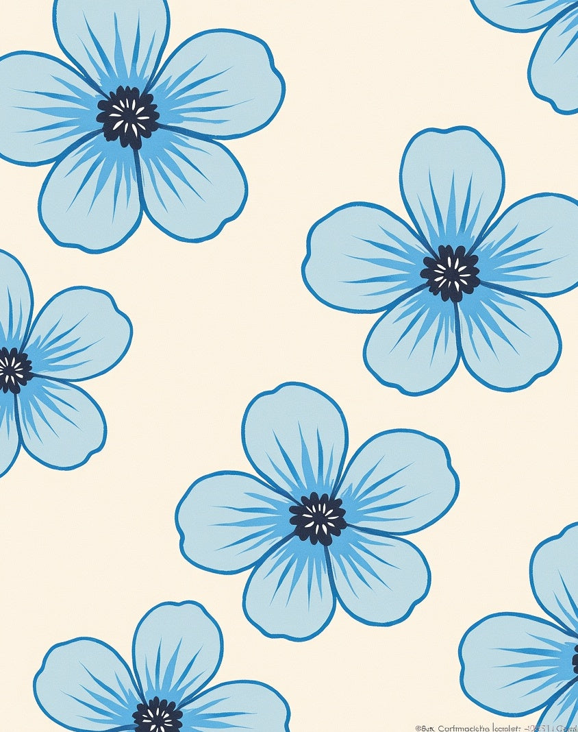 Sky Blue Floral Field Rug