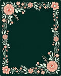 Coral Pink Botanical Border Rug