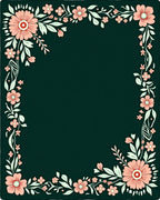 Coral Pink Botanical Border Rug