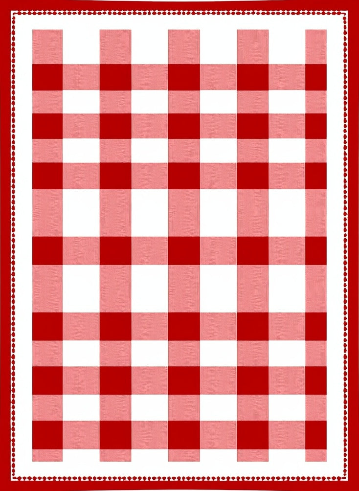 Red White Gingham Checkerboard Rug