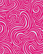Vibrant Pink White Swirls Triangles Rug