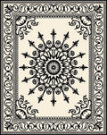 Black Sunburst Mandala Border Rug