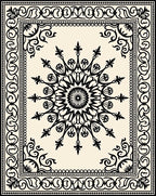 Black Sunburst Mandala Border Rug