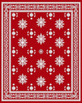 Festive Red White Snowflake Border Rug