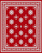 Festive Red White Snowflake Border Rug