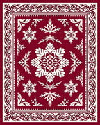 Crimson White Snowflake Flourish Rug