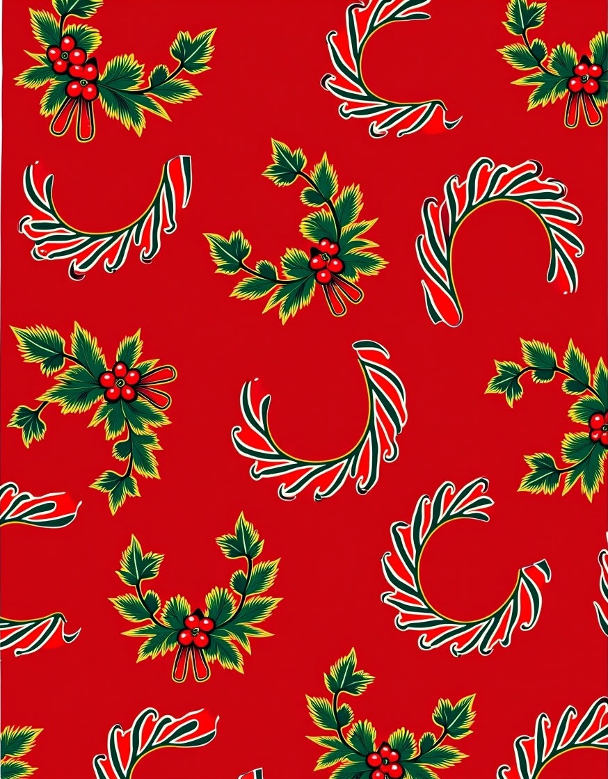 Festive Red Holly Berry Garland Rug