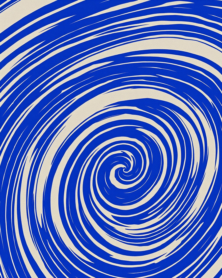 Bold Blue White Swirl Abstract Rug