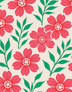 Red Blossom Green Leaf Garden Rug