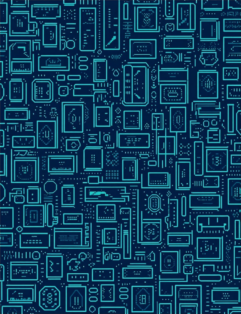 Electric Blue Circuit Board Lines Rug