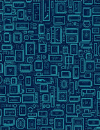 Electric Blue Circuit Board Lines Rug