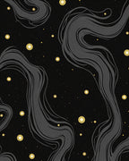 Dark Gray Flowing Stars Medallion Rug