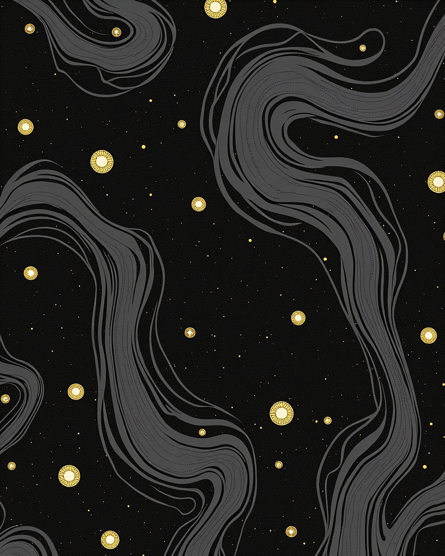 Dark Gray Flowing Stars Medallion Rug