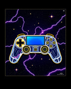 Retro Neon Controller Galactic Lightning Rug