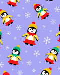 Whimsical Penguin Snowflakes Lavender Rug
