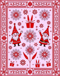 Red Gnome Snowflake Christmas Ornament Rug