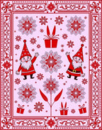 Red Gnome Snowflake Christmas Ornament Rug