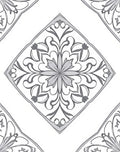 Gray Floral Medallion Diamond Rug