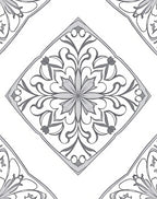 Gray Floral Medallion Diamond Rug