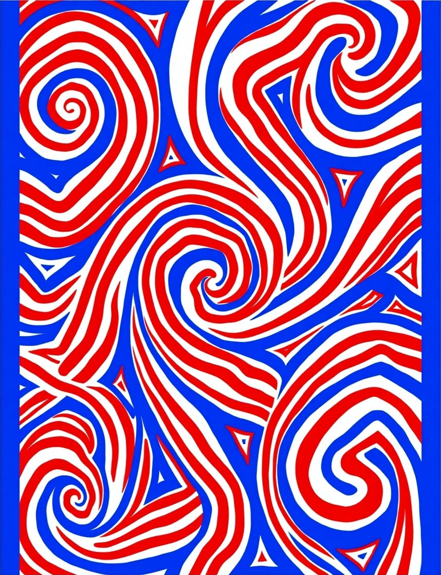 Red White Blue Swirl Abstract Rug