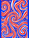 Red White Blue Swirl Abstract Rug