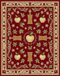 Gilded Crimson Apple Floral Border Rug