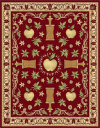 Gilded Crimson Apple Floral Border Rug