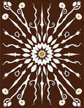 Brown White Golden Floral Mandala Rug