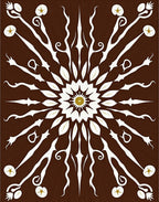 Brown White Golden Floral Mandala Rug