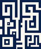 Classic Navy Geometric Labyrinth Rug