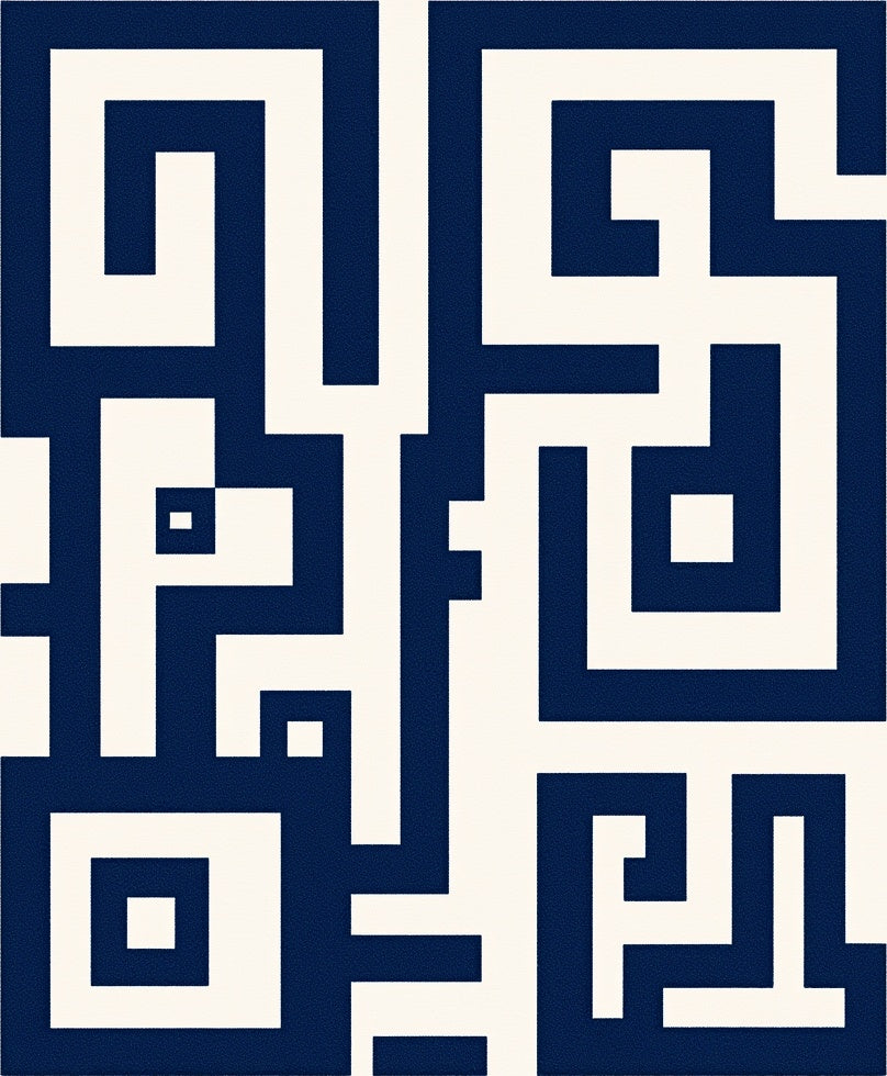 Classic Navy Geometric Labyrinth Rug