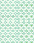 Pale Aqua Diamond Floral Medallion Rug