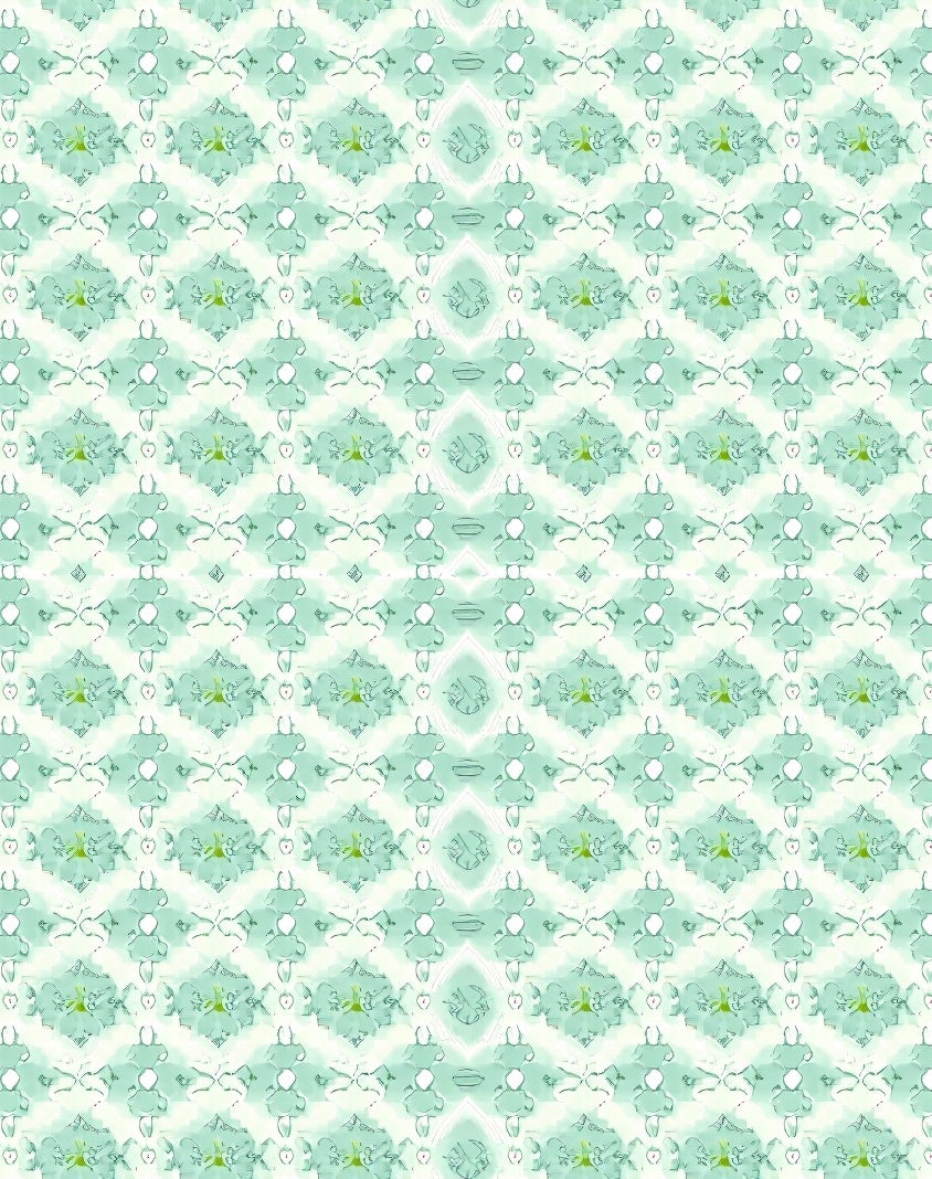 Pale Aqua Diamond Floral Medallion Rug